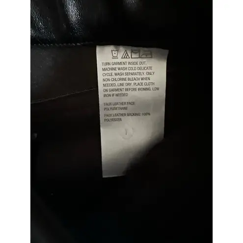 Colleen Lopez Black Faux Leather Midi Pencil Skirt with Slit Medium NWT