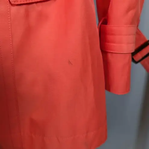MICHAEL Michael Kors Double Breasted Rain Trench Coat Coral Orange Size XS