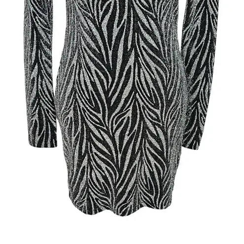 AllSaints Amaya Zebra Mini Dress Silver Women’s Size 8 Bodycon Metallic