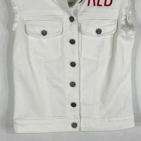 Kut From The Kloth Taylor Swift Denim Vest Custom Embroidered Red  Small 1333‎