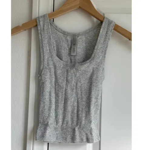 SKIMS Cotton Rib Tank in Light Heather Grey, Size X-Small