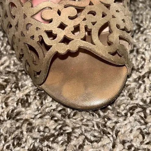Klub nico moxie champagne laser cut heeled sandals women’s size 8 Gold