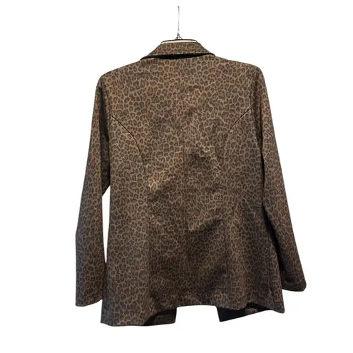 Liverpool Brown Leopard Print Boyfriend Open Front Blazer Size Small NWT