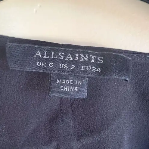 ALLSAINTS Womens Silk Chiffon Wrap Blouse Black Size 2 Career Dressy Wear