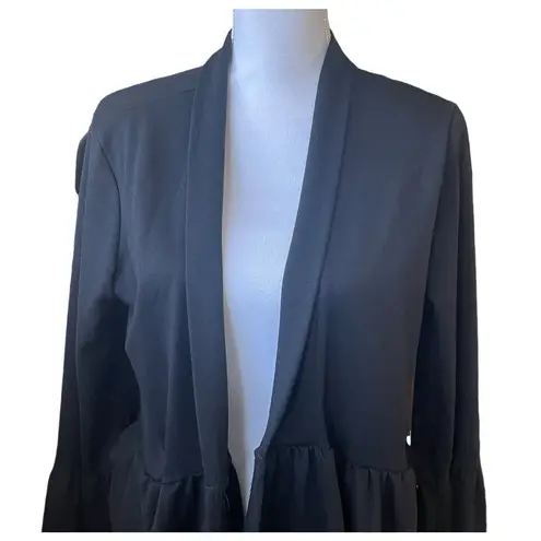 Pebble & Stone Women Cardigan M Black Open Front Peplum Hem Whimsigoth Cottage Size M