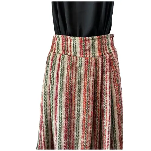 American Vintage  high waisted pleated boucle striped midi skirt size small