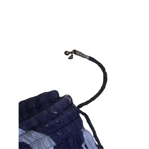 Vintage Navy Blue & White Story Scene Tie Waist Maxi Women Skirt size 2XL