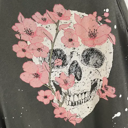 Chaser Safari Green Pink Flower Cherry Blossom Skull Sleeveless Muscle Tank Top