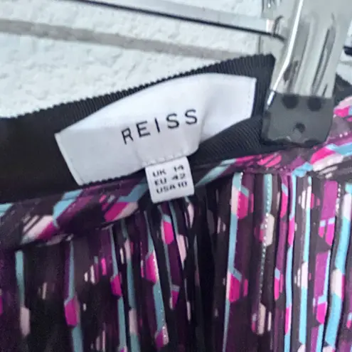 Reiss NEW Alani Printed Micro Pleated Lined Polka Dot Metallic Mini Skirt Sz 10