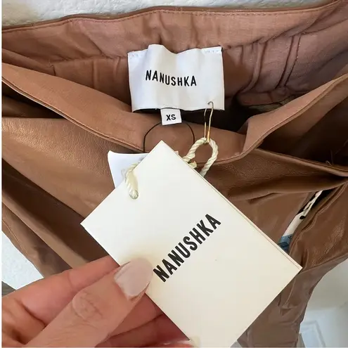 NWT Nanushka Amas Faux Leather Skirt in Camel Brown Tan Size XS
