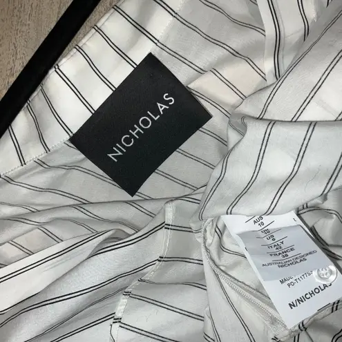 Nicholas Asymmetrical Blouse Top Shirt One Shoulder White Black Cotton Size 6