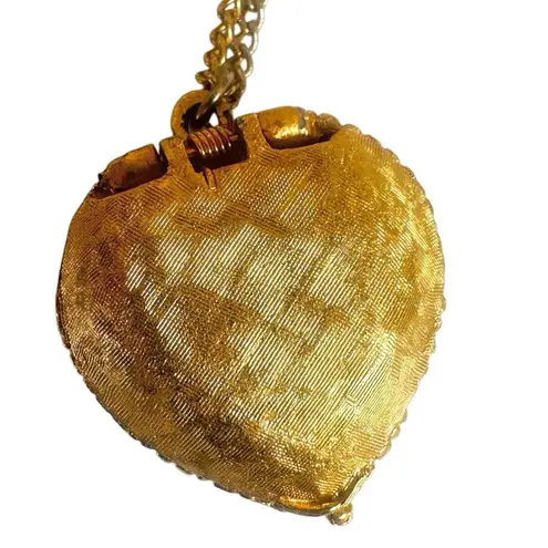 Viviane Woodard Primeval Perfume Locket Heart Pendant w/ Rhinestones, Gold