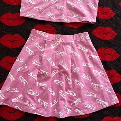NWT Barbie Japan pink white two piece crop top skirt set XS