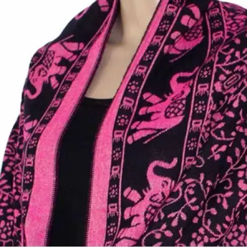 Black and Pink Scarf with Elephants