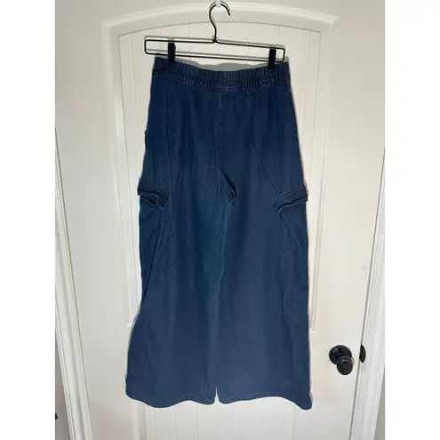 Circus NY Denim Wide Leg Baggy Cargo Pants Elastic Waist Dark Wash Size S Blue