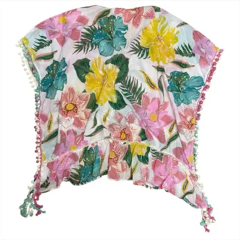 Z&L Europe Boho Hibiscus Floral Pom Pom Coverup Dress Cotton OS Festival Beach Pink Size undefined