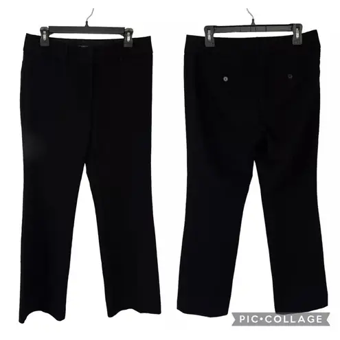 Loft  Marisa Trouser Black Mid Rise Pants Pocket Wide Leg Office Business Size 6