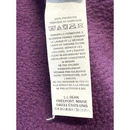 LL Bean Womens Purple Fleece Full Zip Long Robe Lounger Size L Cozy Minimalist Size L