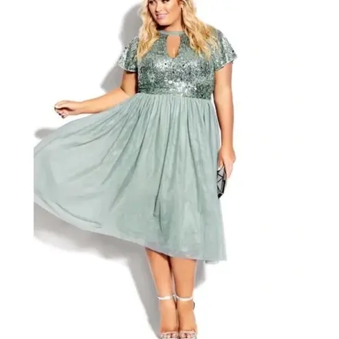 City Chic New! Sparkle Joy Sequin Party Deess - Topaz, size 12