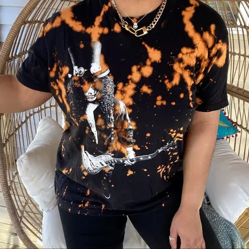 Slash Custom Distressed Bleached Graphic Band Tee Size undefined