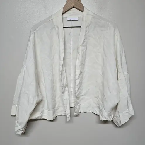 Bryn Walker Ivory Short Sleeve Tencel Open Crop Jacket Size Unknown Minimalist