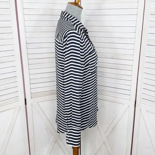 J. Crew Striped Silk Button Up Long Sleeve Shirt Blouse Blue White Small