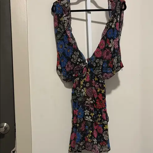 Slate + Willow Blue Pink Asymmetrical Ruffled Blouse