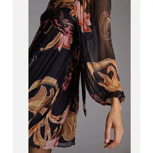 Anthropologie Let Me Be Babydoll Mini Dress black pink, size S