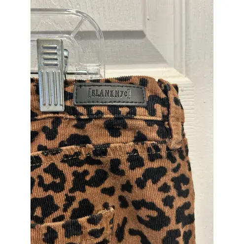 BLANKNYC The Bond Mid Rise Skinny Corduroy Leopard Print Pants Women's Size 33 Brown