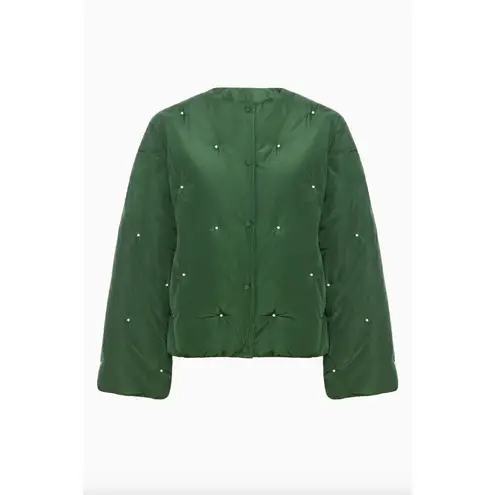 SLEEPER Puffer Jacket With Pearl Details Green Womens Size Small Medium