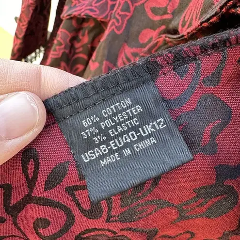 H&R Hearts and Roses Red Floral Gothic Steampunk Corset Jacket Women’s Size 8