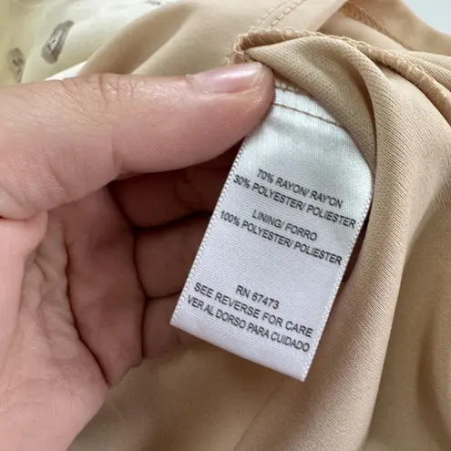 Gabby Skye Gabby Skye Dress Womens 10 Ivory Burgundy Floral Embroidered Sheath 3/4 Sleeve