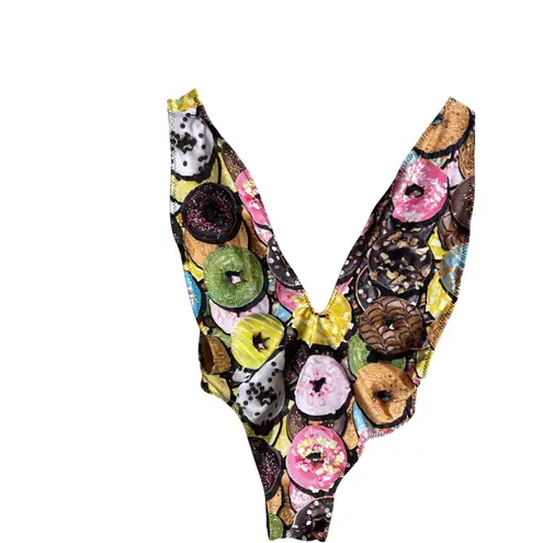 Ravish Sands Donuts One Piece Custom Bikini Plunge Neckline Womans Medium