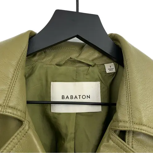 Babaton Tabloid Trench Coat Vegan Leather Olive Green S