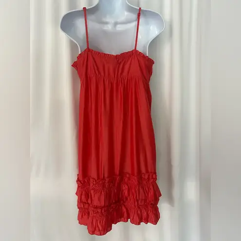 Source Unknown El Expensive Red Ruffle Hem Slip Dress/ Flowy Summer Dress (1095)