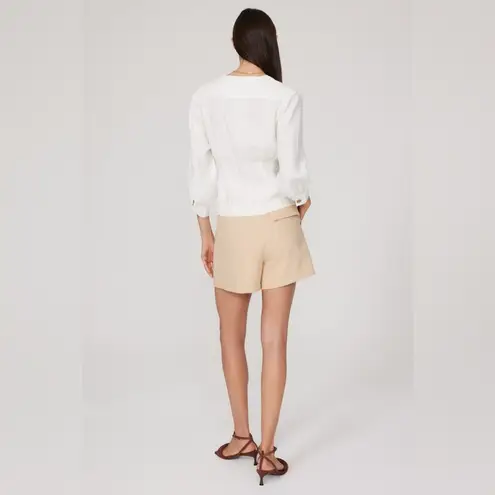 DL1961 Linen Audrey Blouse V-Neck White Button-Up Women's Top Size Small