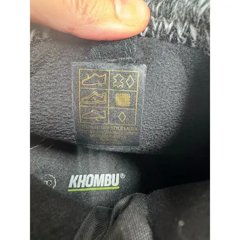 Khombu Boots Women 8M Black Gray Suede Leather Flat Zip Round Toe Winter Travel