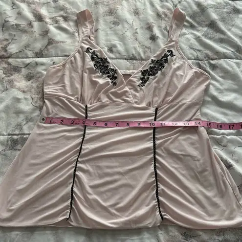 California Dynasty pink embroidered babydoll pajama top, size M boho loungewear Size M