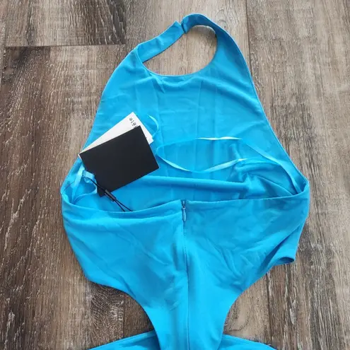 Retrofete Raven Dress in Peacock Blue Size XS Halter Open Back NWT