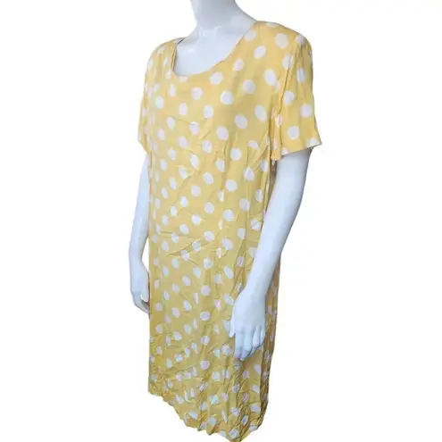 Vintage Habits Yellow & White Polka Dot Shift Dress (18) Yellow
