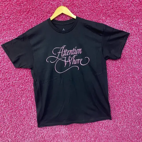 Tove Lo Attention Pink Lettering Black T-Shirt Large