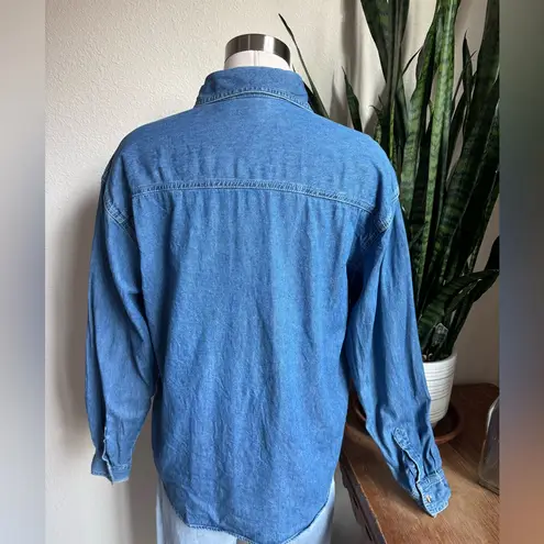 Vintage Disney Winnie the Pooh Embroidered Denim Shirt – S – 90s Y2K Blue