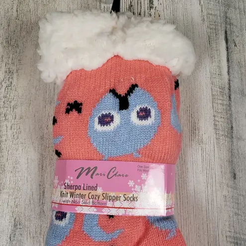 NWT Mari Clare Sherpa Lined Knit Winter Owl Moon Star No