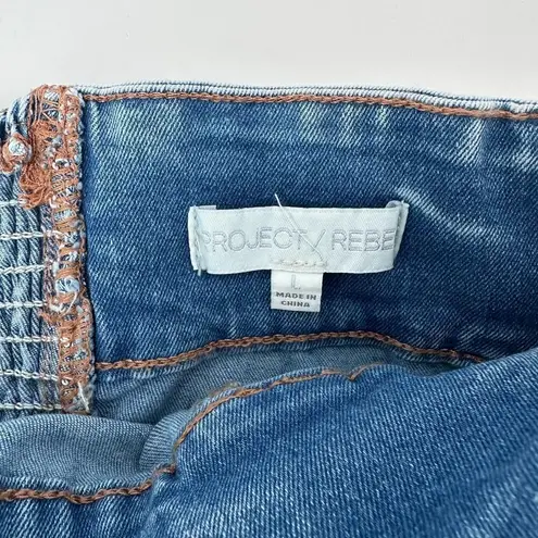 Denim Strapless Tube Top Womens Large Bustier Corset Belted Zip Blue