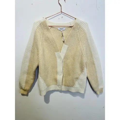 Peter Som Off-White Tan Two-Toned Colorblock Button Front Cardigan Size Small