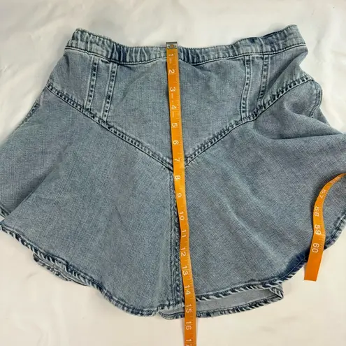 Aerie NWT  Size S Blue Denim Skirt Circle Mini Skirt Cowgirl Femme Preppy Ruffle