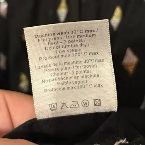 Veronica Beard Black Alia Metallic Geometric Long Sleeve Mini Dress Size 2 XS