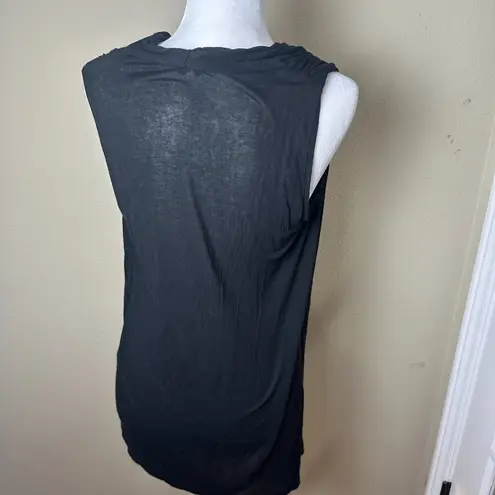 Ella Moss Asymmetrical Drape Wrap Front Top Black Size Large