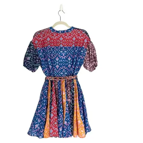 Xirena Lenna mini dress in fiesta art to wear coastal summer getaway size XS Blue