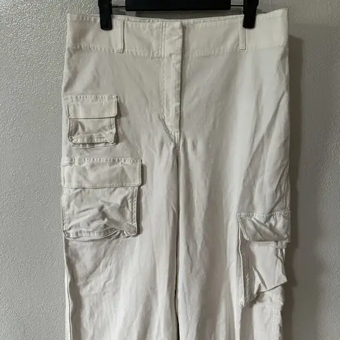 Aritzia Wilfred Free Cargo Pants Size 12 Ivory Cream Wide Leg High Rise Pockets